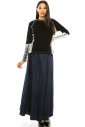 Black Color-Block Long Sleeve T-Shirt With Tie-Dye Details