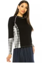 Black Color-Block Long Sleeve T-Shirt With Tie-Dye Details