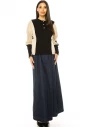 Beige And Black Long Sleeves T-Shirt