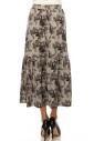 Flared Hem Printed Midi Skirt in Grey