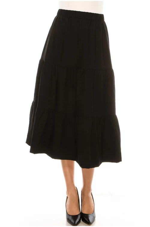 Midi Ruched Skirt Black