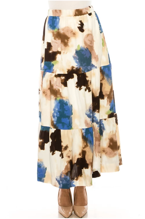 Brown Printed Maxi Skirt