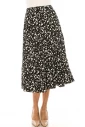 Black And White Floral Tiered Midi Skirt