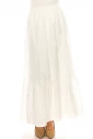 Tiered White Linen Maxi Skirt