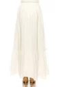 Tiered White Linen Maxi Skirt