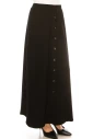 Black Knit Button Detail Maxi Skirt