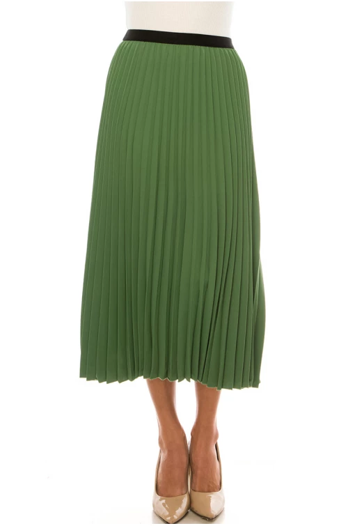 Classic Pleated Green Skirt