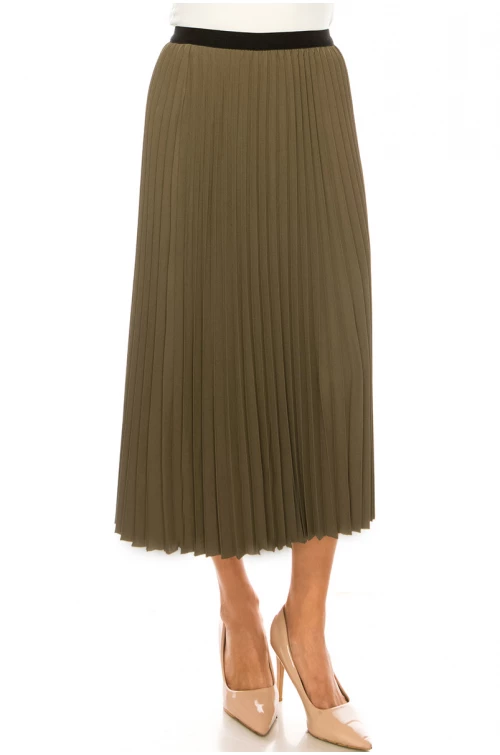 Classic Pleated Olive Skirt
