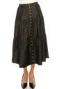 Black Denim Midi Tiered Skirt