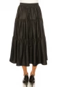 Black Denim Midi Tiered Skirt