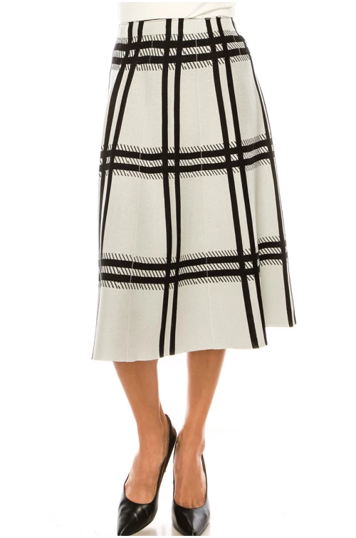 White A-Line Plaid Skirt