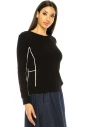 Black Long Sleeve T-Shirt With Stripes