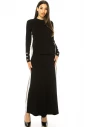 Black Long Sleeve T-Shirt With Colorful Side Stripes