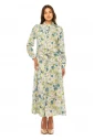 Green Floral Maxi Dress with Belt