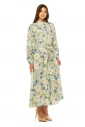 Green Floral Maxi Dress with Belt