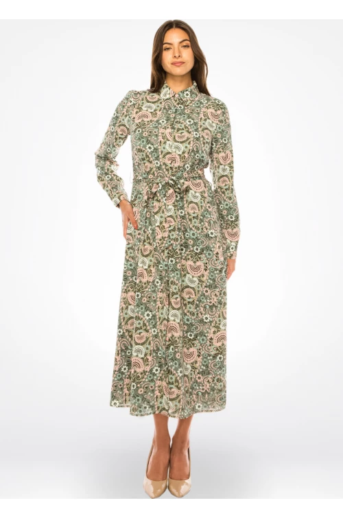 Green Medley Modest Midi Dress