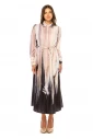 Elegant Pink Abstract Shirtwaist Dress