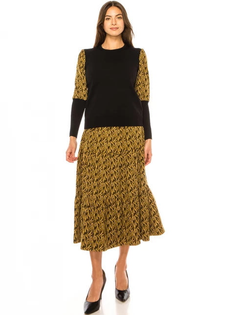 Mustard Seed Flare Midi Skirt