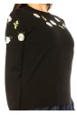 Blossoming Elegance Black Knit Sweater