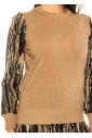 Golden Shimmer Knit & Abstract Sleeve Top