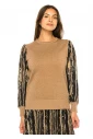 Golden Shimmer Knit & Abstract Sleeve Top
