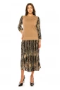 Golden Shimmer Knit & Abstract Sleeve Top