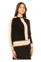 Pink Accented Black Knit Top