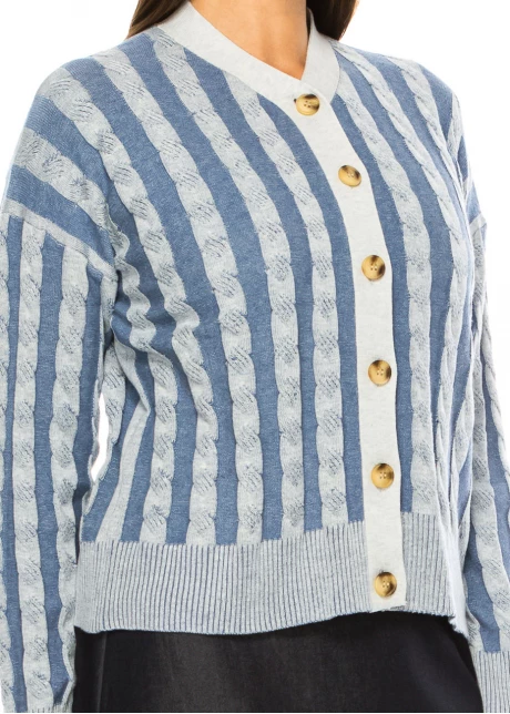 Sapphire Striped Cable Cardigan