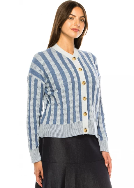 Sapphire Striped Cable Cardigan