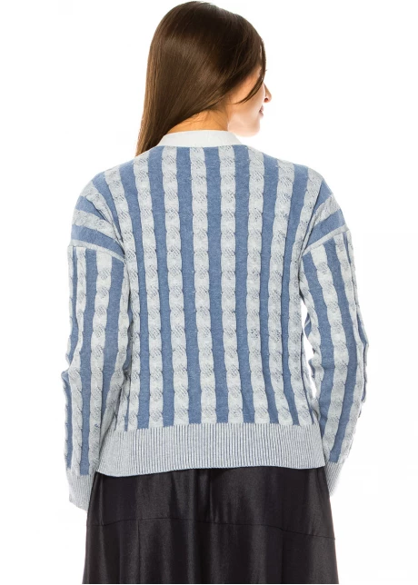 Sapphire Striped Cable Cardigan