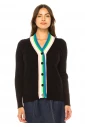 Rainbow Trim Black Cardigan – Playful Accent