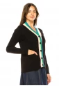 Rainbow Trim Black Cardigan – Playful Accent