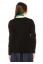 Rainbow Trim Black Cardigan – Playful Accent