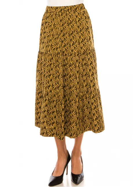 Mustard Seed Flare Midi Skirt