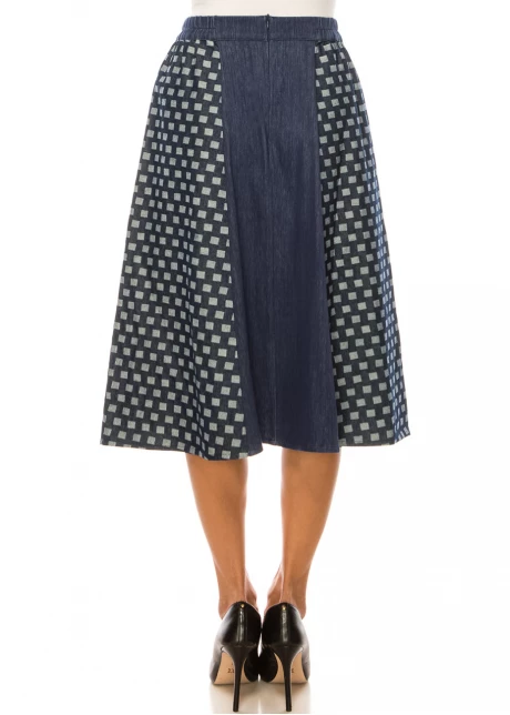 Denim Mosaic Panel Skirt