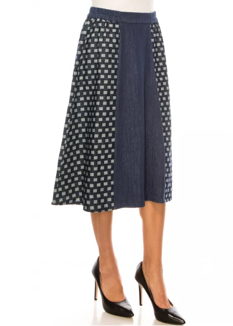 Denim Mosaic Panel Skirt