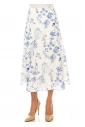 Floral Midi Skirt - Classic Blue on White
