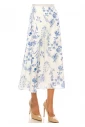 Floral Midi Skirt - Classic Blue on White