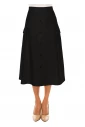 Onyx Pocketed A-Line Midi Skirt