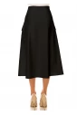 Onyx Pocketed A-Line Midi Skirt