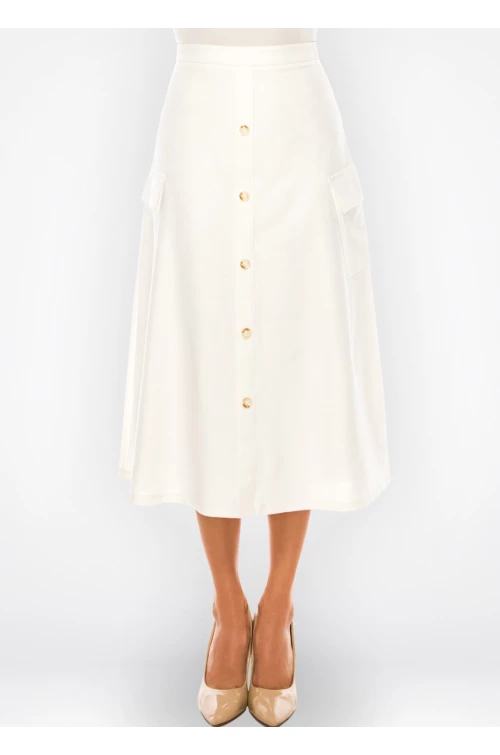White Pocketed A-Line Skirt