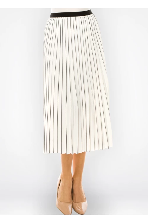 Piano Stripe Pleated Midi Skirt