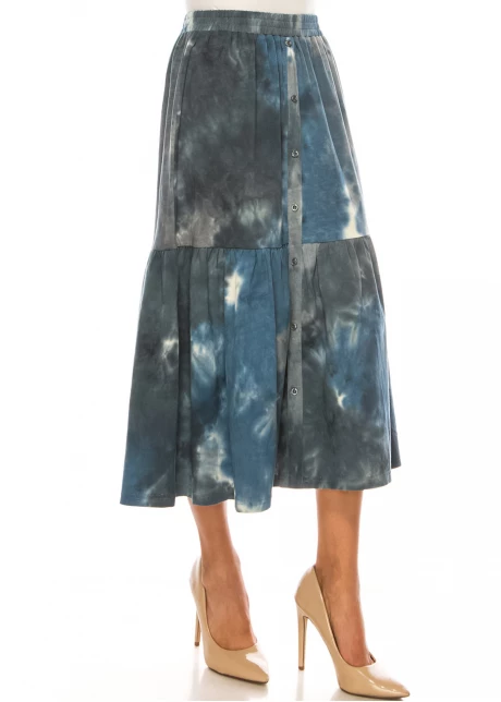 Blue Haven Tie-Dye Midi Skirt
