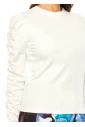 Essential White Ruched-Sleeve Tee