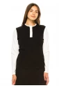 Black & White Button Accent Top