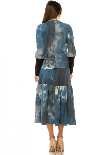 Blue Haven Tie-Dye Midi Skirt
