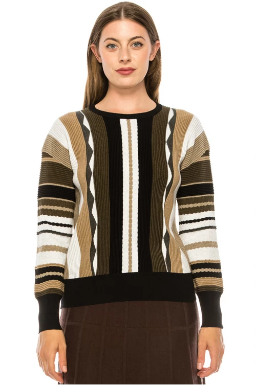 Earth Tone Pattern Knit Sweater