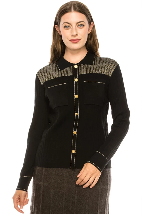 Black and Gold Collared Shirt