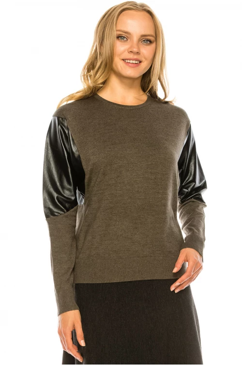 Olive & Leather Top
