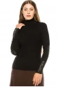 Black Turtle Neck with Button Sleeves